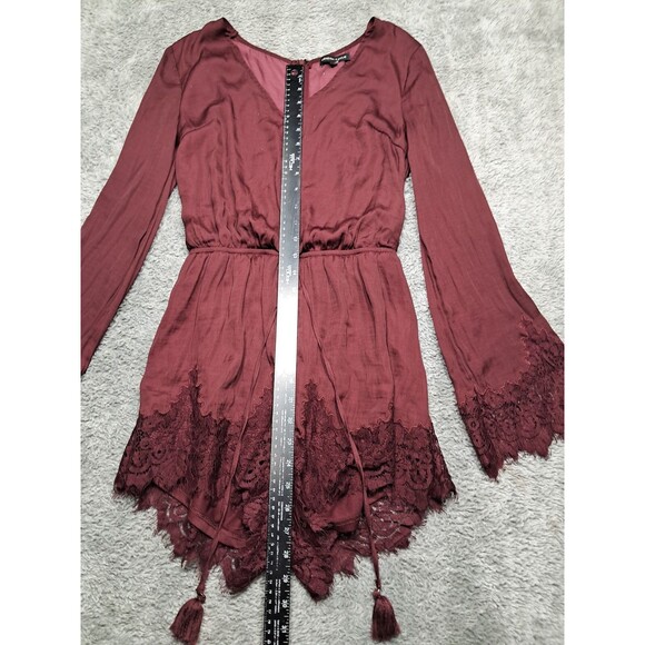 Kendall And Kylie Romper Womens Sz Small Long Sleeve Shorts Lace Hem Flowy - Picture 12 of 15